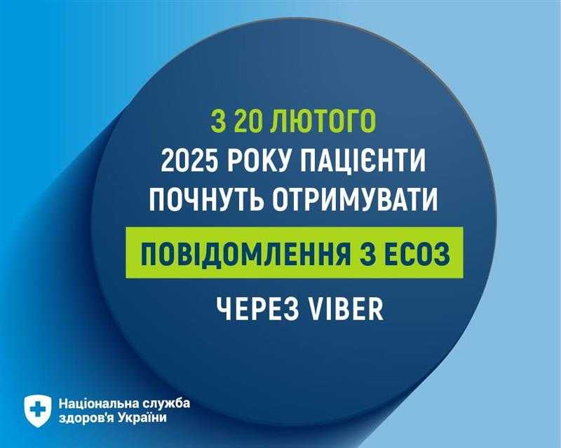 З 20 лютого 2025 року пацієнти почнуть отримувати повідомлення з ЕСОЗ через  Viber